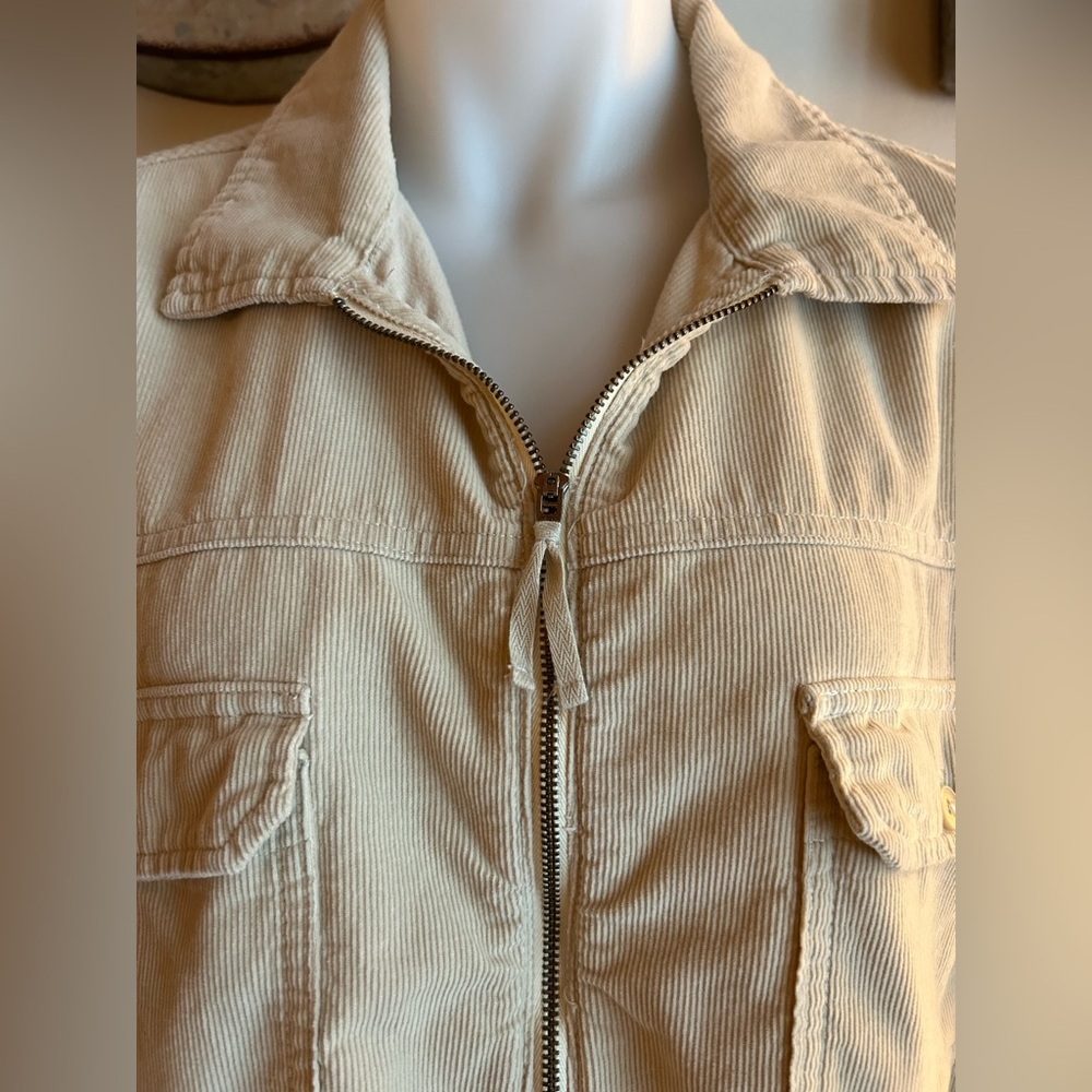 Aerie Women's cotton Medium Cream oversized corduroy Jacket, zipper and pockets - Picture 5 of 7